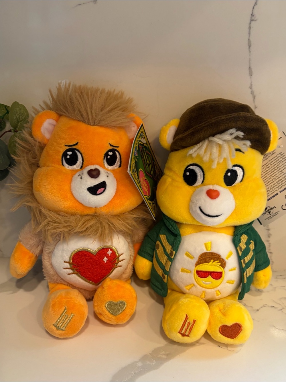 Care Bears x Universal Monsters Plush Set Braveheart Lion & Funshine Bear NWT